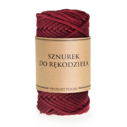 Sznurek do rękodzieła makramy z rdzeniem Bordowy 3mm 50m