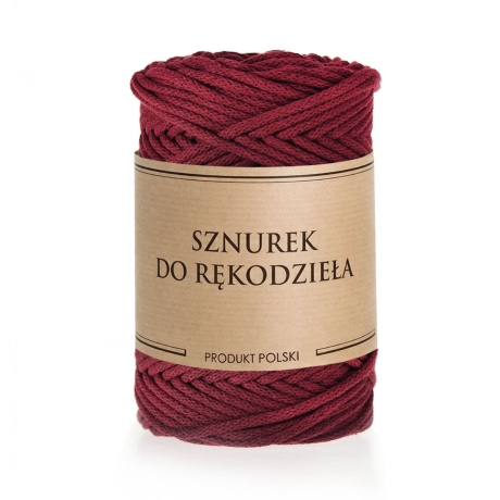 Przejdź do produktu Sznurek do rękodzieła makramy z rdzeniem Bordowy 3mm 100m