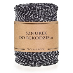 Sznurek do rękodzieła makramy z rdzeniem Czarno biały 5mm 100m