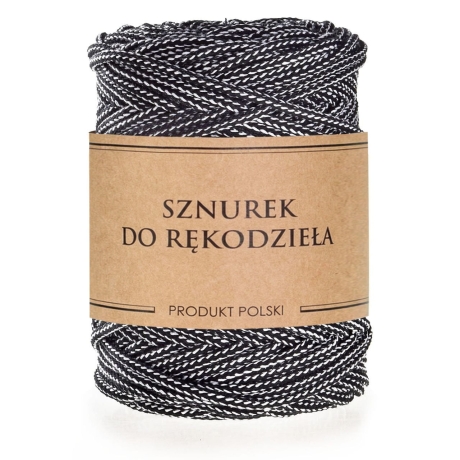 Przejdź do produktu Sznurek do rękodzieła makramy z rdzeniem Czarno biały 5mm 100m