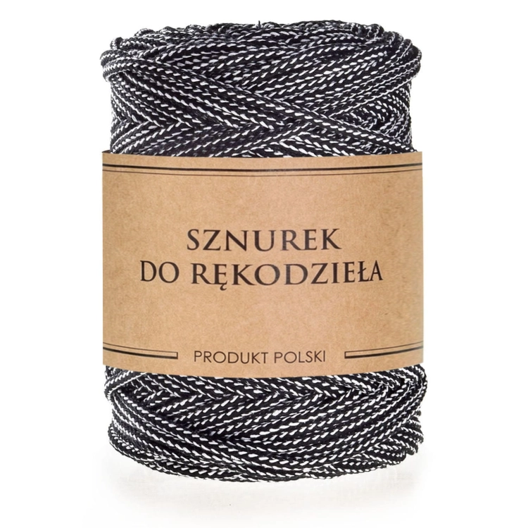 Sznurek do rękodzieła makramy z rdzeniem Czarno biały 5mm 100m