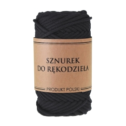 Sznurek do rękodzieła makramy z rdzeniem Czarny 3mm 50m