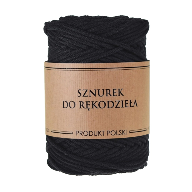 Sznurek do rękodzieła makramy z rdzeniem Czarny 3mm 100m