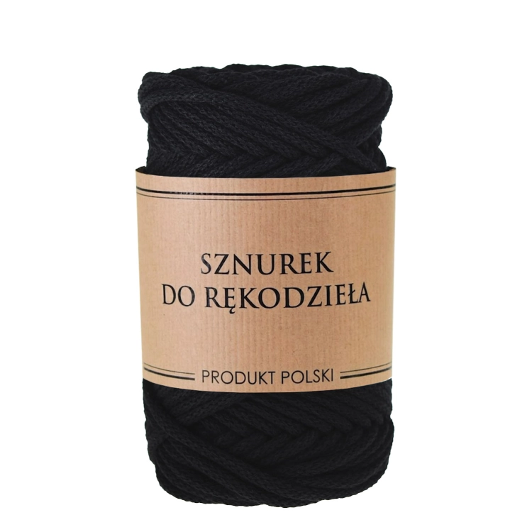 Sznurek do rękodzieła makramy z rdzeniem Czarny 5mm 50m