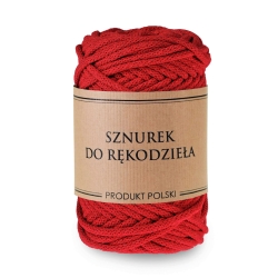 Sznurek do rękodzieła makramy z rdzeniem Czerwony 5mm 50m