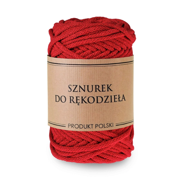 Sznurek do rękodzieła makramy z rdzeniem Czerwony 5mm 50m