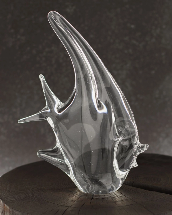 Szklana ryba rzeźba figurka SKALAR 23cm - bezbarwny | HUTA SABINA