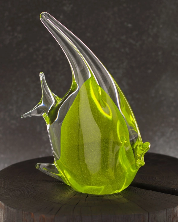 Szklana ryba rzeźba figurka SKALAR 23cm - kolor zielony | HUTA SABINA