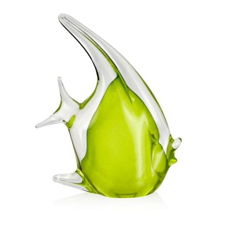 Przejdź do produktu Szklana ryba rzeźba figurka SKALAR 23cm - kolor zielony | HUTA SABINA