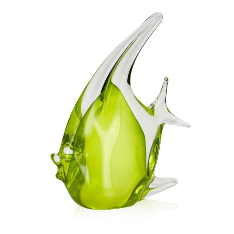 Przejdź do produktu Szklana ryba rzeźba figurka SKALAR 23cm - kolor zielony | HUTA SABINA