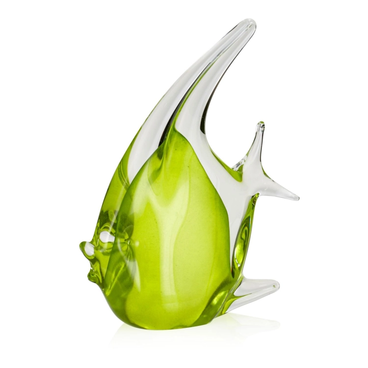 Szklana ryba rzeźba figurka SKALAR 23cm - kolor zielony | HUTA SABINA