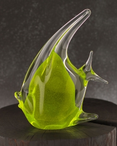 Szklana ryba rzeźba figurka SKALAR 23cm - kolor zielony | HUTA SABINA