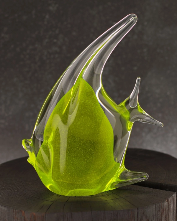 Szklana ryba rzeźba figurka SKALAR 23cm - kolor zielony | HUTA SABINA