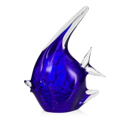 Szklana ryba rzeźba figurka SKALAR 28cm - kolor kobaltowy | HUTA SABINA