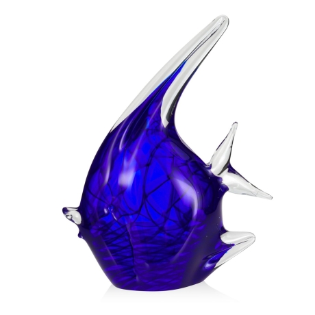 Przejdź do produktu Szklana ryba rzeźba figurka SKALAR 28cm - kolor kobaltowy | HUTA SABINA