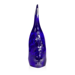 Szklana ryba rzeźba figurka SKALAR 28cm - kolor kobaltowy | HUTA SABINA