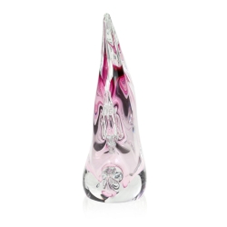 Szklana ryba rzeźba figurka SKALAR 26cm - kolor bezbarwny + różowy | HUTA SABINA