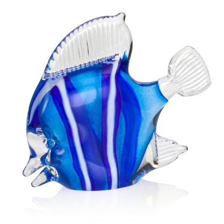 Przejdź do produktu Szklana ryba rzeźba figurka SKALAR 12cm - kolor niebiesko-biały | HUTA SABINA