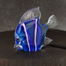 Szklana ryba rzeźba figurka SKALAR 12cm - kolor niebiesko-biały | HUTA SABINA