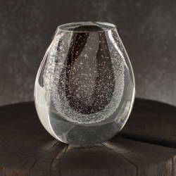 Szklany wazonik ozdobny 13cm - kolor brąz + soda | HUTA SABINA