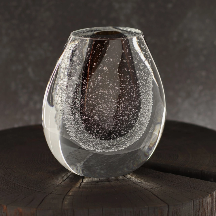 Szklany wazonik ozdobny 13cm - kolor brąz + soda | HUTA SABINA