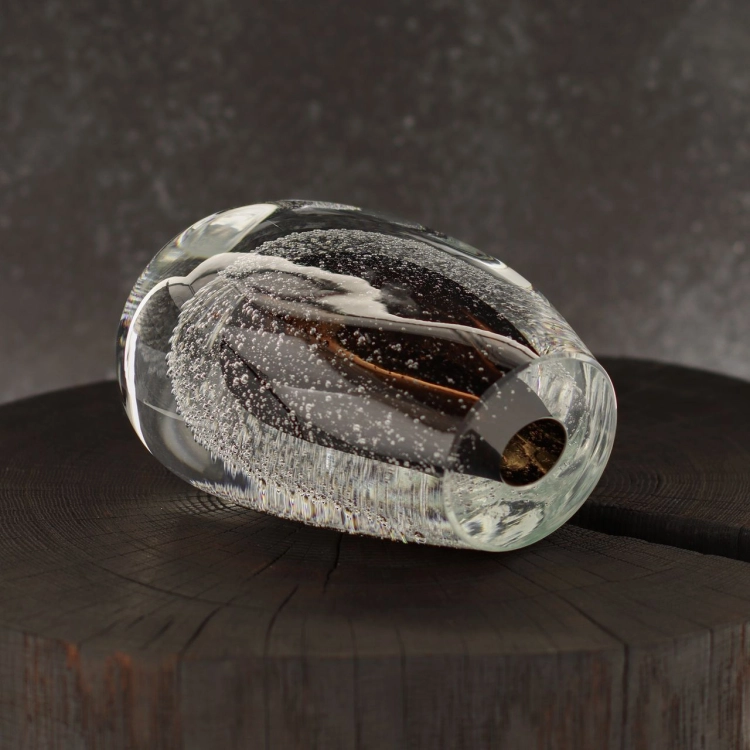 Szklany wazonik ozdobny 13cm - kolor brąz + soda | HUTA SABINA