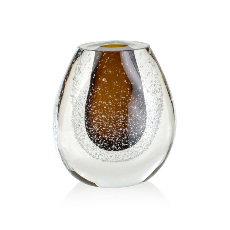 Szklany wazonik ozdobny 13cm - kolor brąz + soda | HUTA SABINA