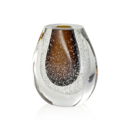 Przejdź do produktu Szklany wazonik ozdobny 13cm - kolor brąz + soda | HUTA SABINA