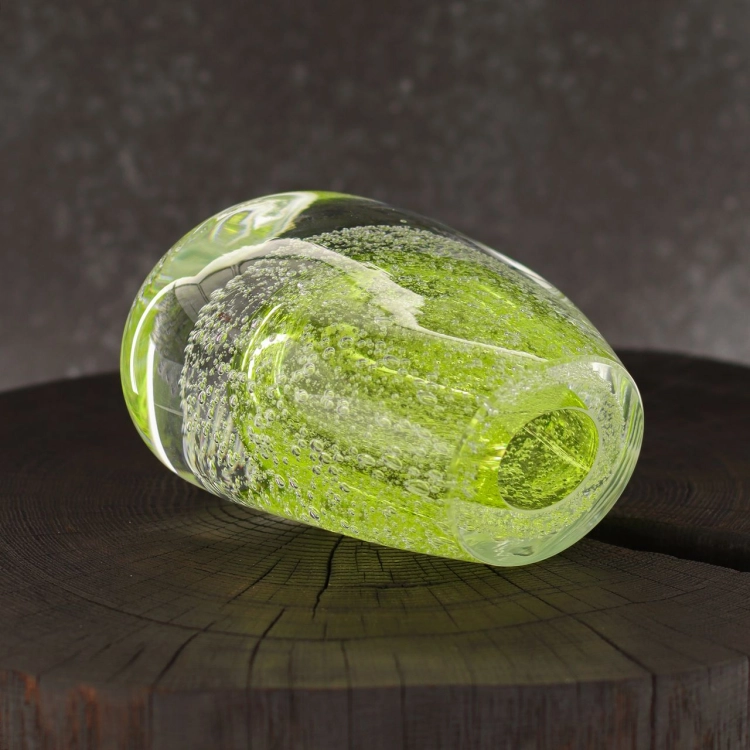 Szklany wazonik ozdobny 11,5cm - kolor zielony + soda | HUTA SABINA