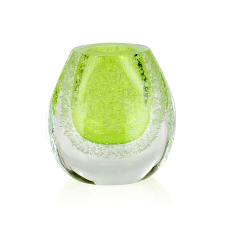 Przejdź do produktu Szklany wazonik ozdobny 11,5cm - kolor zielony + soda | HUTA SABINA