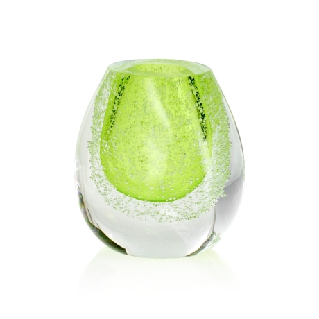 Przejdź do produktu Szklany wazonik ozdobny 11,5cm - kolor zielony + soda | HUTA SABINA