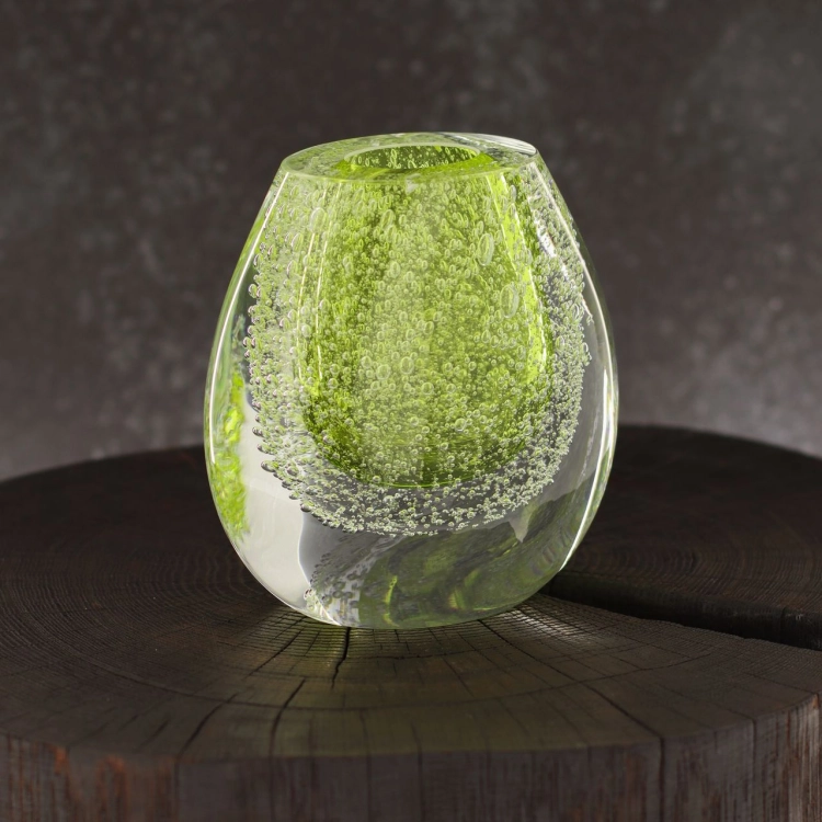 Szklany wazonik ozdobny 11,5cm - kolor zielony + soda | HUTA SABINA