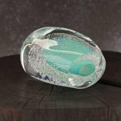 Szklany wazonik ozdobny 11,5cm - kolor turkusowy + soda | HUTA SABINA