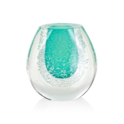 Szklany wazonik ozdobny 11,5cm - kolor turkusowy + soda | HUTA SABINA