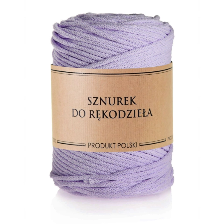 Sznurek do rękodzieła makramy z rdzeniem Lawenda jasna 5mm 100m