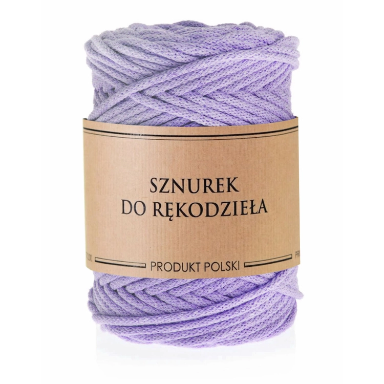 Sznurek do rękodzieła makramy z rdzeniem Lawenda jasna 3mm 100m