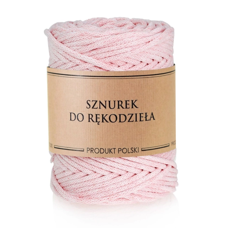 Sznurek do rękodzieła makramy z rdzeniem Pastelowy róż 5mm 100m