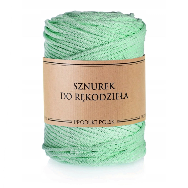 Sznurek do rękodzieła makramy z rdzeniem Miętowy 5mm 100m