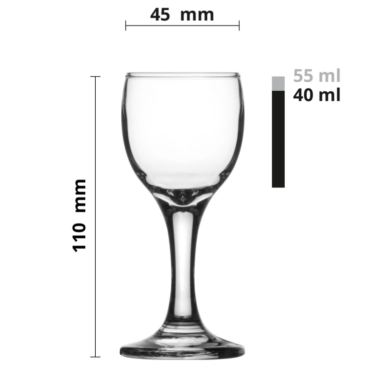 Kieliszki klasyczne na stopce do wódki likieru nalewek 40ml | 6 szt.