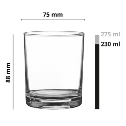 Niskie szklanki soft drink do soku, wody, napojów 230ml | 6 szt.