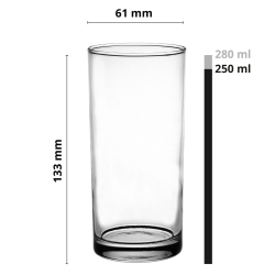 Wysokie szklanki long drink do soku, wody, drinków 280ml | 6 szt.