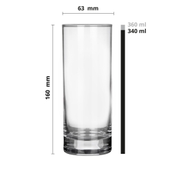 Wysokie szklanki long drink do soku, wody, drinków 340ml | 6 szt.