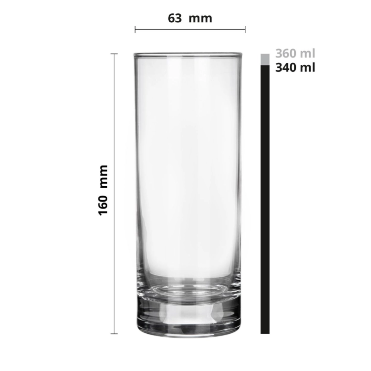 Wysokie szklanki long drink do soku, wody, drinków 340ml | 6 szt.