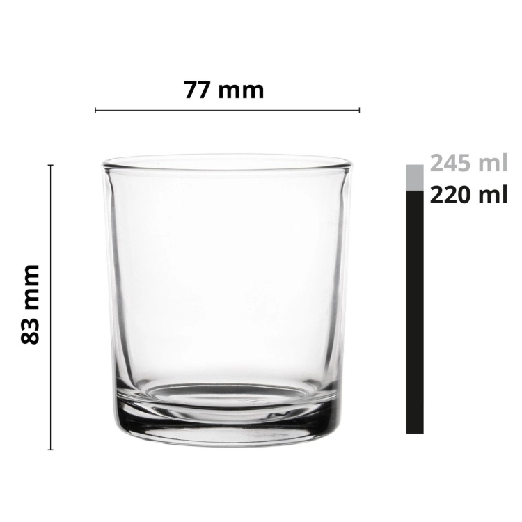 Niskie szklanki soft drink do soku, wody, napojów 220ml | 6 szt.