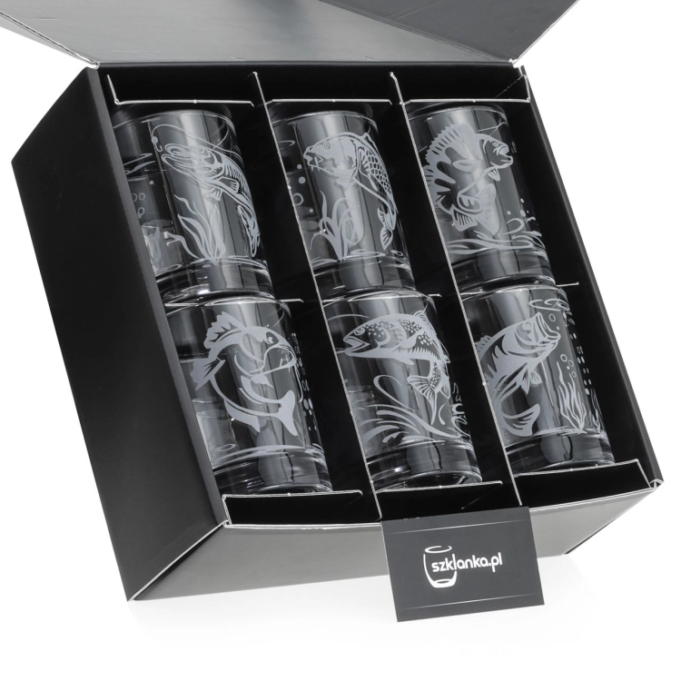 Szklanki do whisky Wędkarskie (NOVA) 350 ml | 6 szt. w pudełku Szklanka.pl
