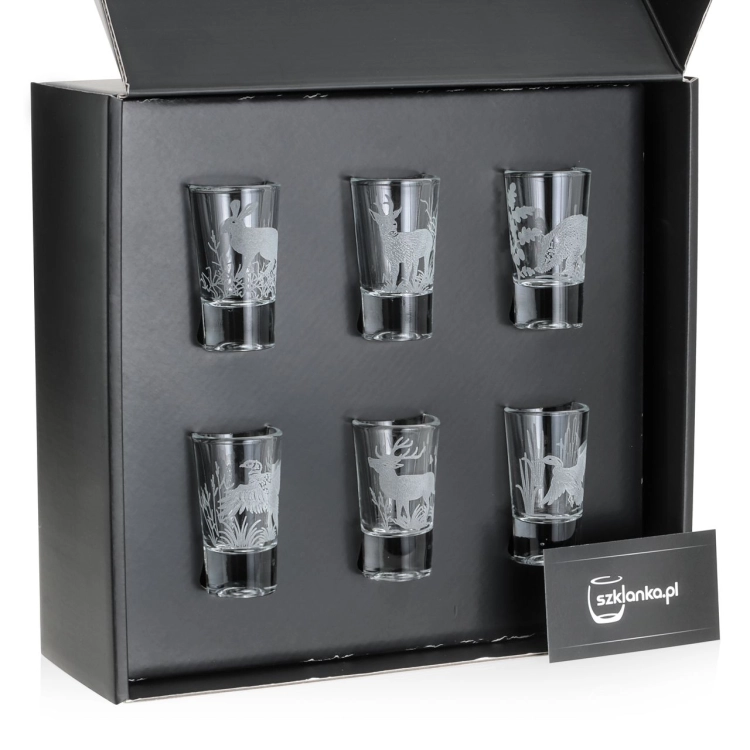 Kieliszki do wódki SHOT Myśliwskie (TG70114) 28 ml | 6 szt. w pudełku Szklanka.pl