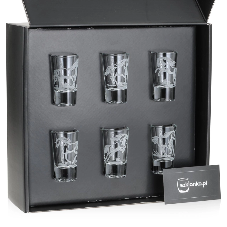 Kieliszki do wódki SHOT Konie (TG70114) 28 ml | 6 szt. w pudełku Szklanka.pl