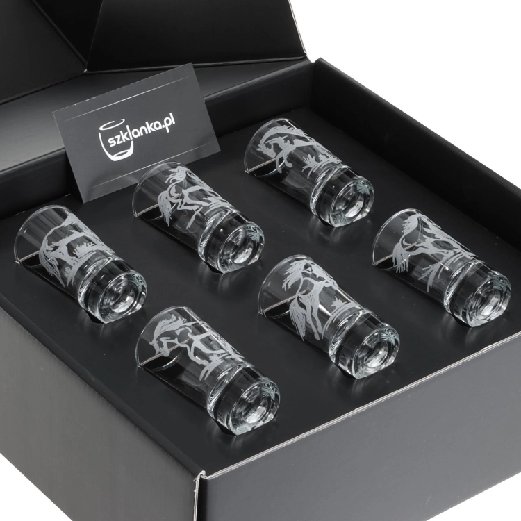 Kieliszki do wódki SHOT Konie (TG70114) 28 ml | 6 szt. w pudełku Szklanka.pl