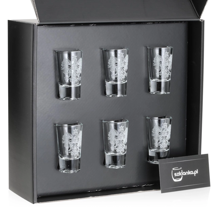 Kieliszki do wódki SHOT Polska ORZEŁ (TG70114) 28 ml | 6 szt. w pudełku Szklanka.pl