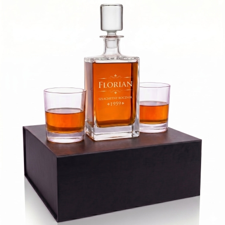 Przejdź do produktu Zestaw do whisky 2+1 NOVA karafka + 2 szklanki z GRAWEREM na karafce